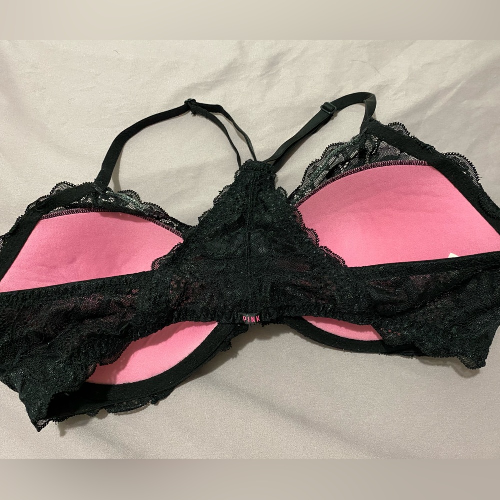 36C PINK Victoria's Secret Black Bra Pre-owned